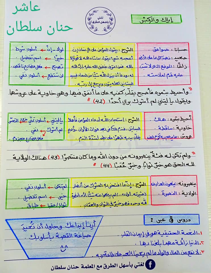 MzgzNjU2MQ95953 بالصور شرح درس اياك و الكبر قصة صاحب الجنتين مادة اللغة العربية للصف العاشر الفصل الاول 2021